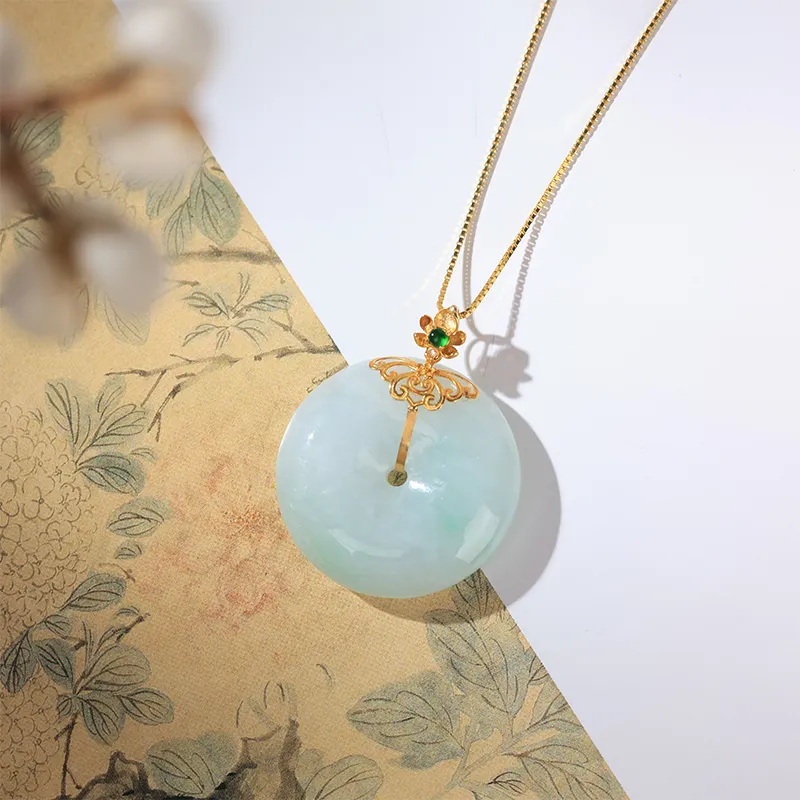 Clear Snow Glutinous Jade Necklaces Unisex-4