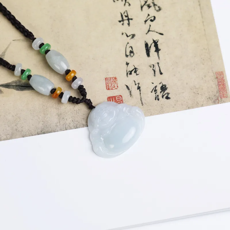 Clear Snow Bean Type Jadeite Necklaces Unisex-1