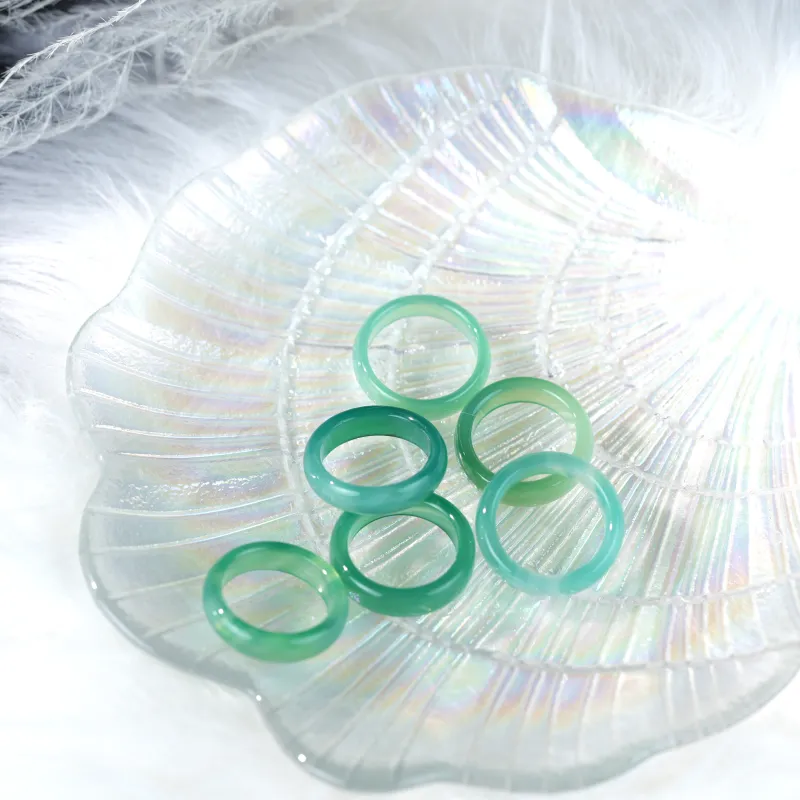 Clear Snow Chalcedony Rings Unisex-4