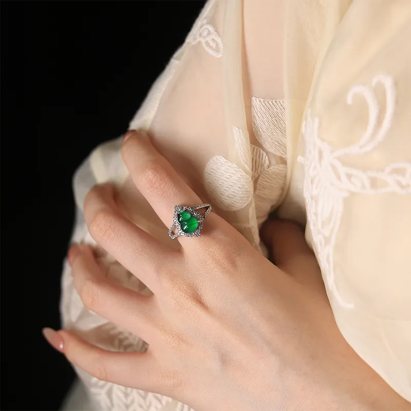 Clear Snow Ice Glutinous Jadeite Rings Unisex-2