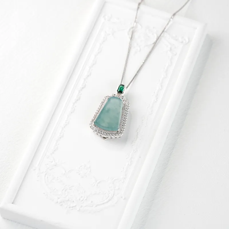 Clear Snow Ice Glutinous Jadeite Necklaces Unisex-6