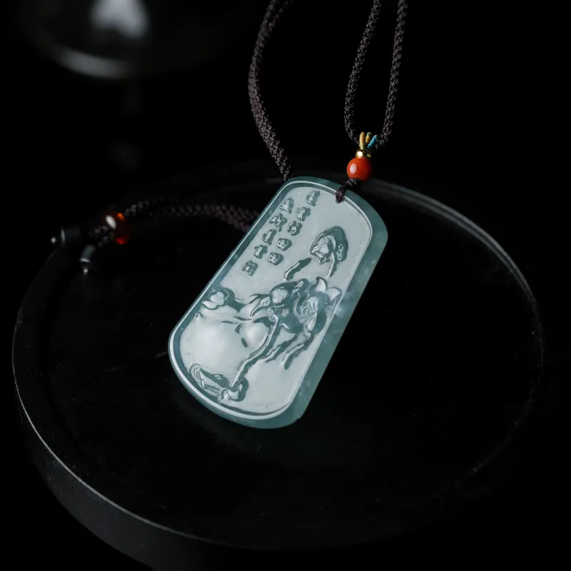 Clear Snow Ice Glutinous Jadeite Necklaces Unisex-3