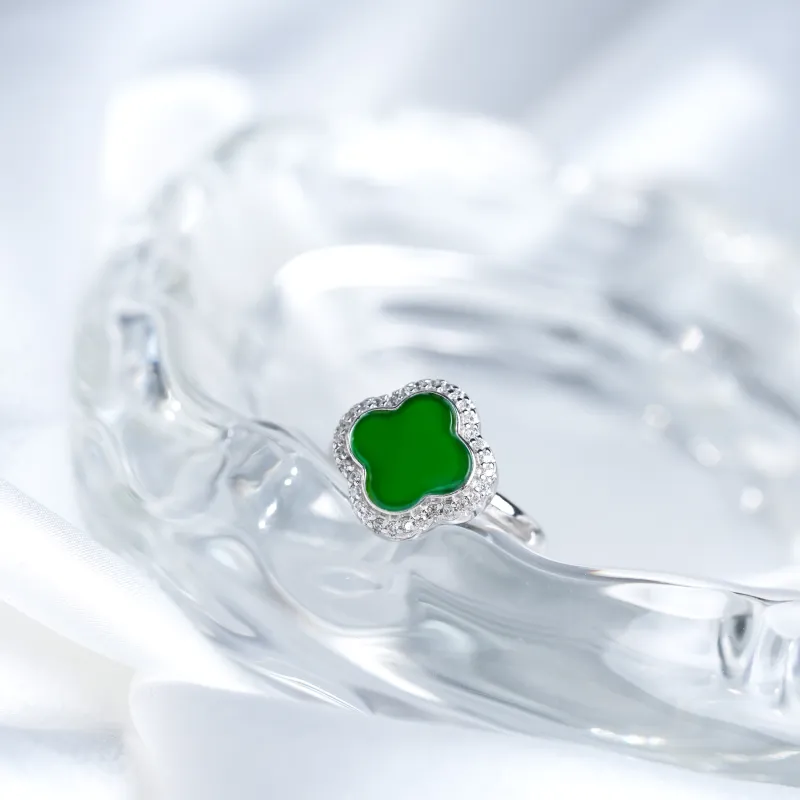 Clear Snow Ice Glutinous Jadeite Rings Women's-1