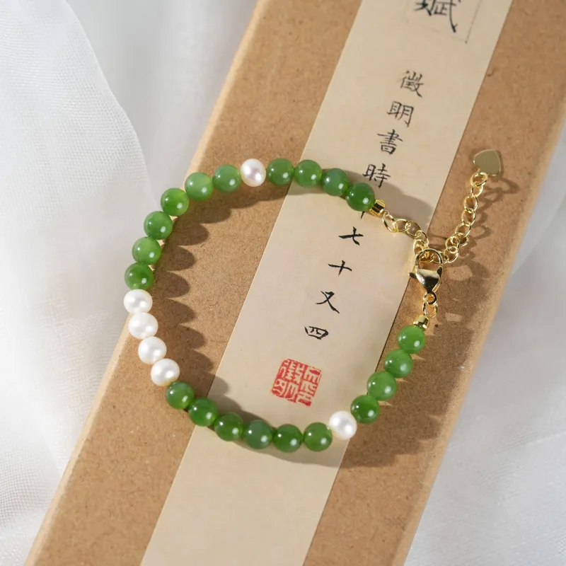 Clear Snow Hetian Jade Bracelets Jasper Unisex-6