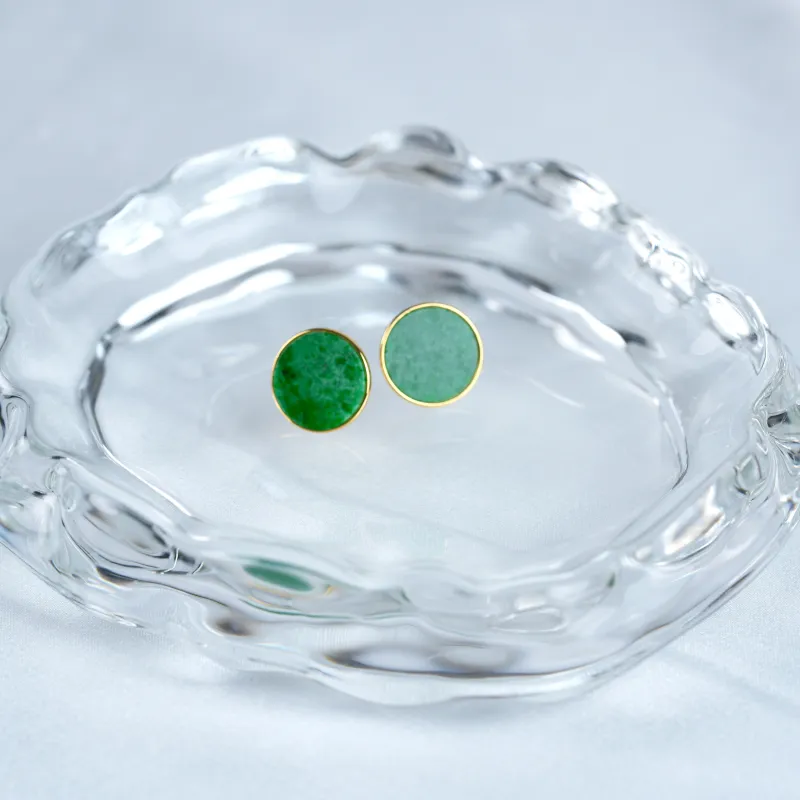 Clear Snow Glutinous Jade Jadeite Stud Earrings Unisex-2