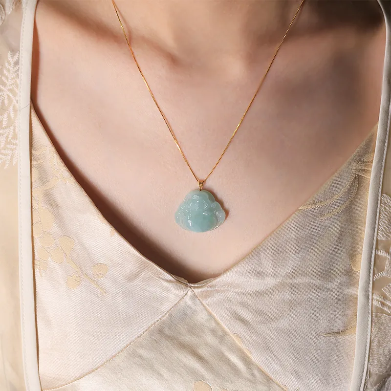 Clear Snow Bean Type Jadeite Pendants Unisex-1