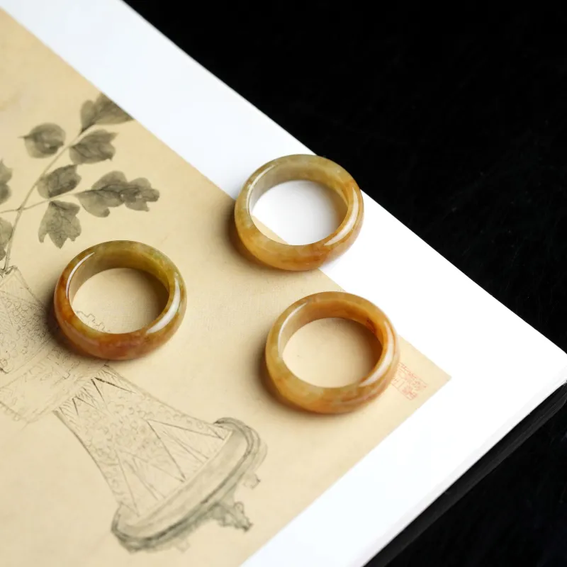 Clear Snow Glutinous Jade Jadeite Rings Unisex-6
