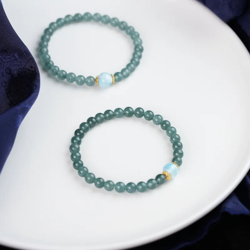 Clear Snow Ice Glutinous Jadeite Bracelets Unisex-1