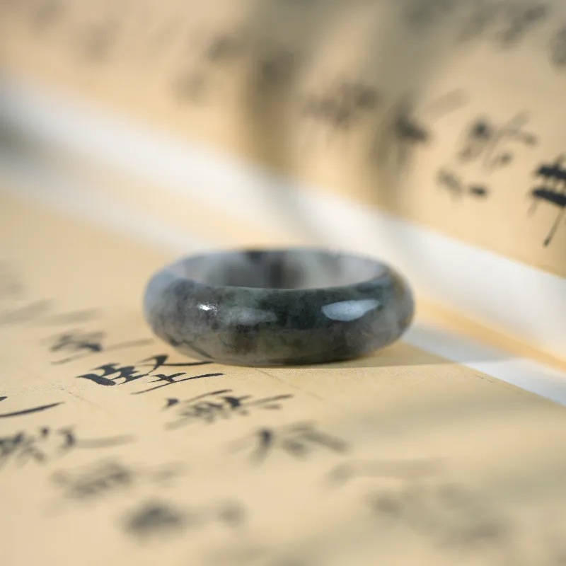 Clear Snow Glutinous Jade Jadeite Rings Unisex-6
