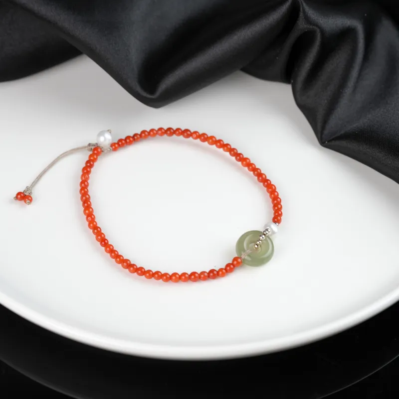 Clear Snow Southern Red Agate Fine Jade Bracelets Unisex-4