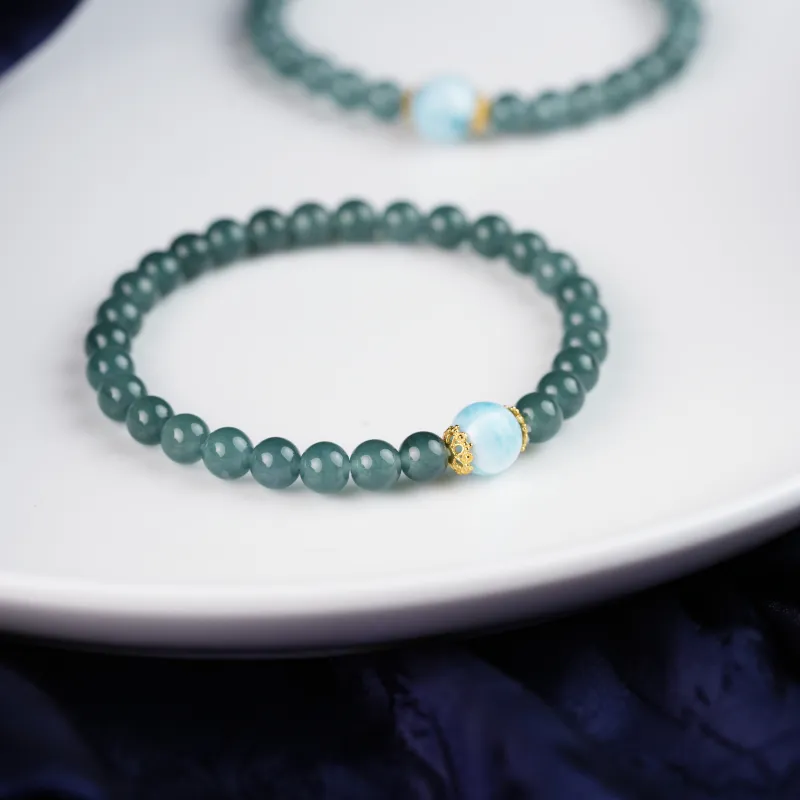 Clear Snow Ice Glutinous Jadeite Bracelets Unisex-4