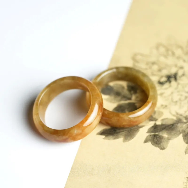 Clear Snow Glutinous Jade Jadeite Rings Unisex-5