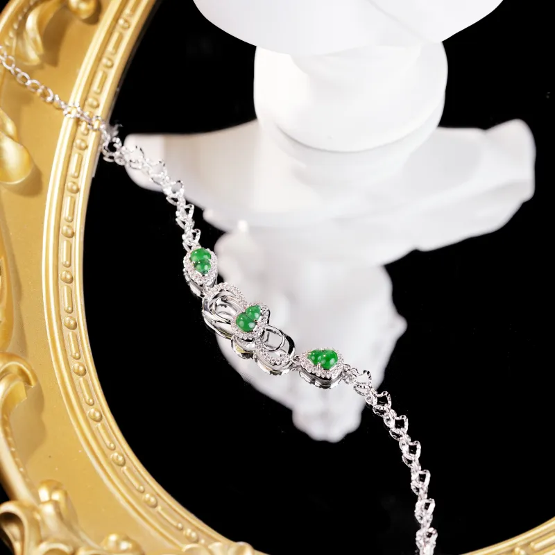 Clear Snow Ice Glutinous Jadeite Bracelets Unisex-3