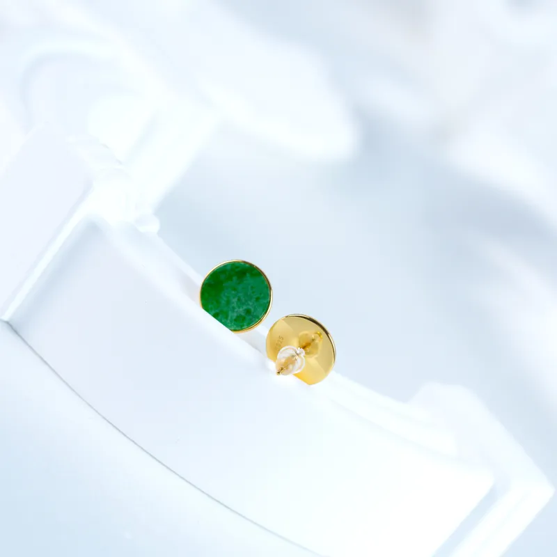 Clear Snow Glutinous Jade Jadeite Stud Earrings Unisex-7