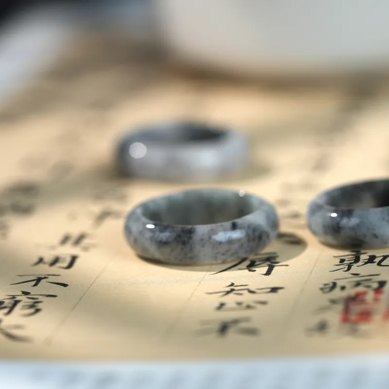 Clear Snow Glutinous Jade Jadeite Rings Unisex-4