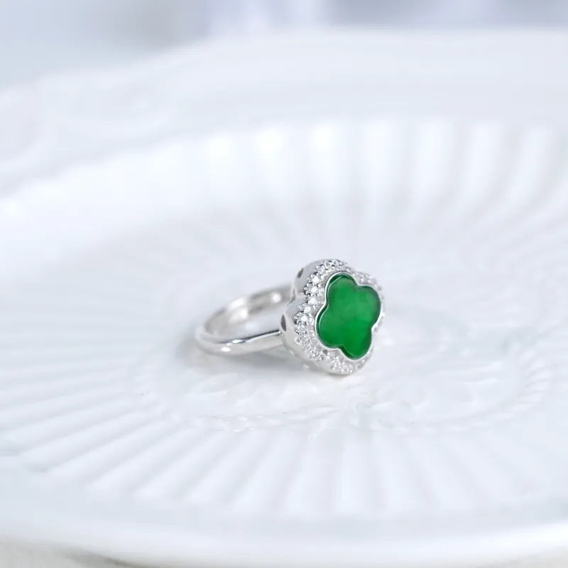 Clear Snow Ice Glutinous Jadeite Rings Women's-4