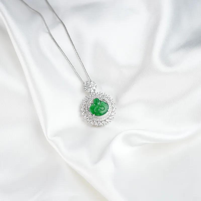 Clear Snow Ice Glutinous Jadeite Necklaces Unisex-5
