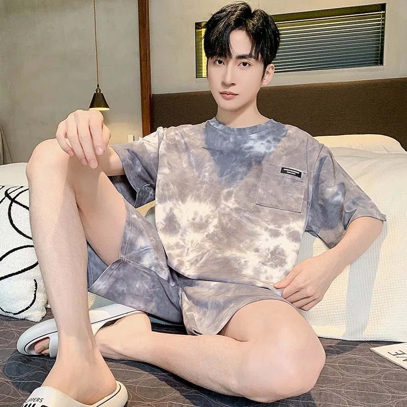 BONAS Pajama Set Men's Dark Color Marble-6
