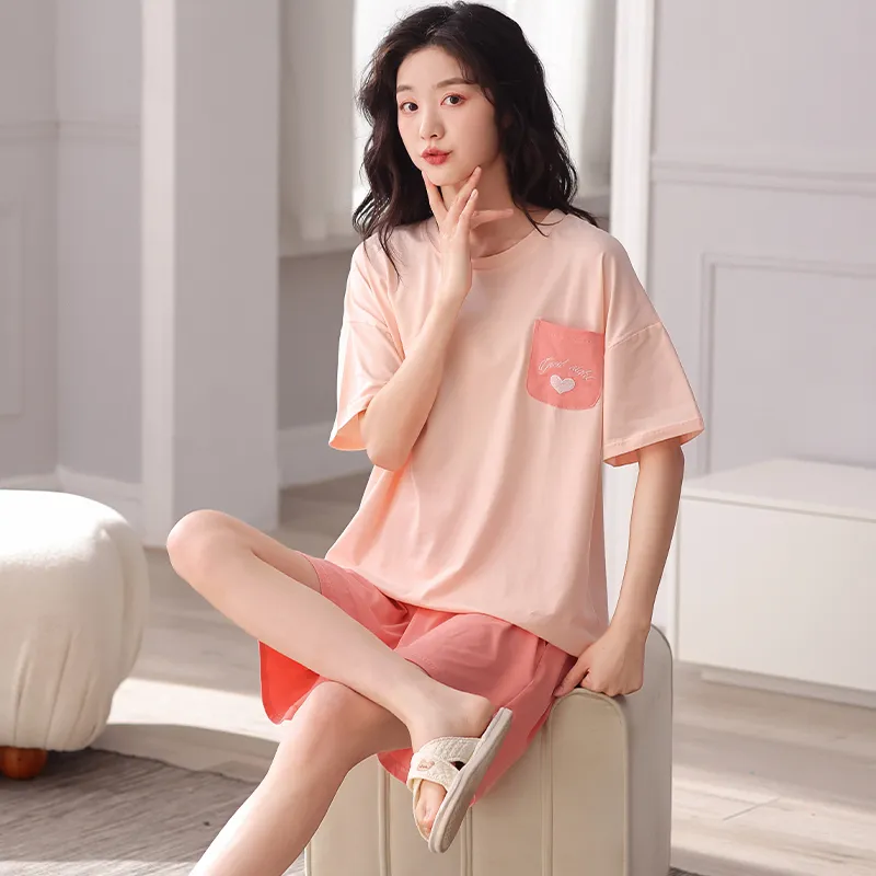 BONAS Pajama Set Women's Pink Heart-4