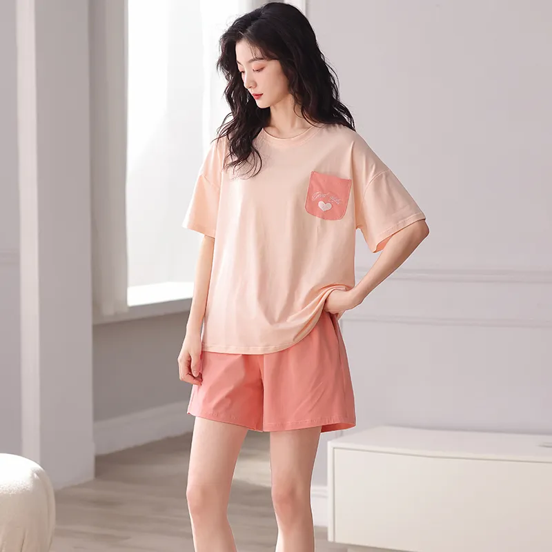 BONAS Pajama Set Women's Pink Heart-7