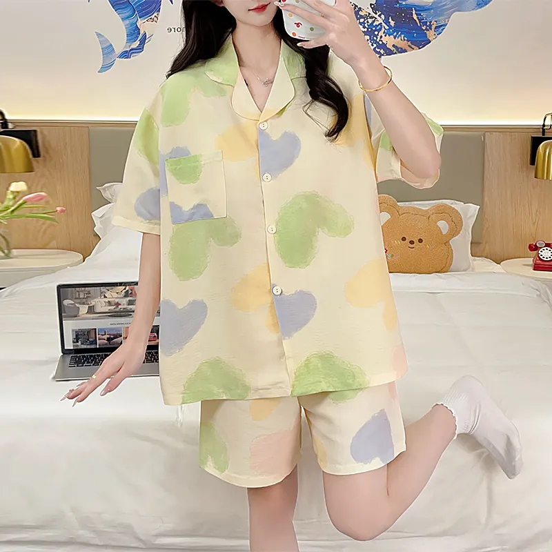 BONAS Pajama Set Women's Light Yellow-5