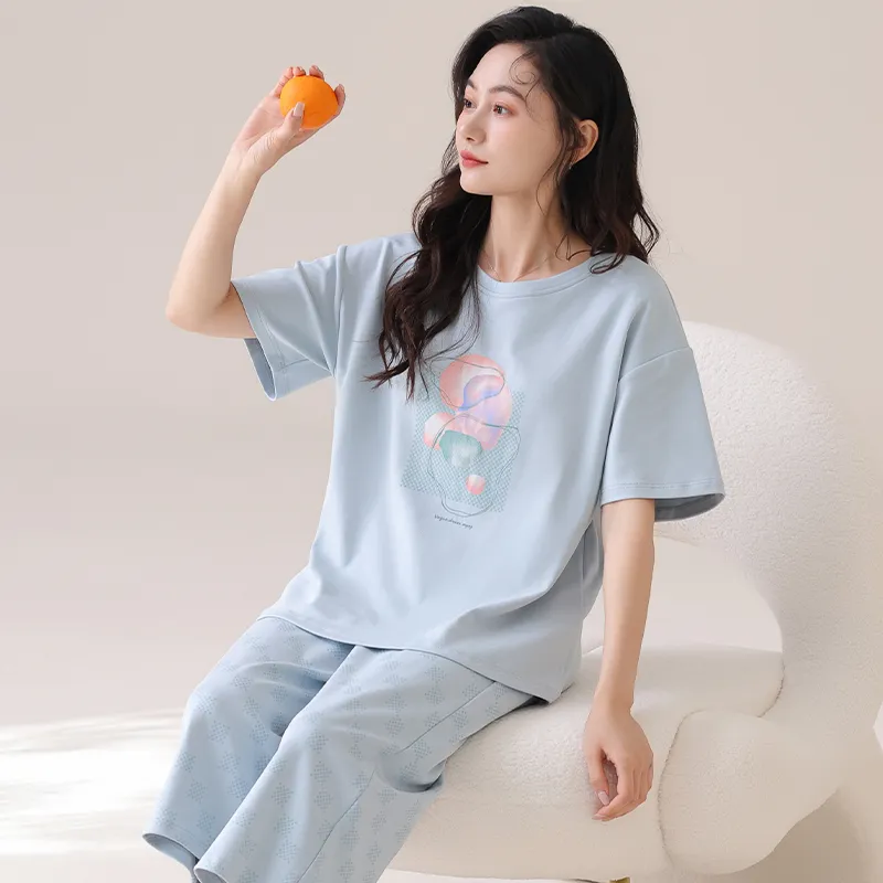 BONAS Pajama Set Women's Light Blue-4
