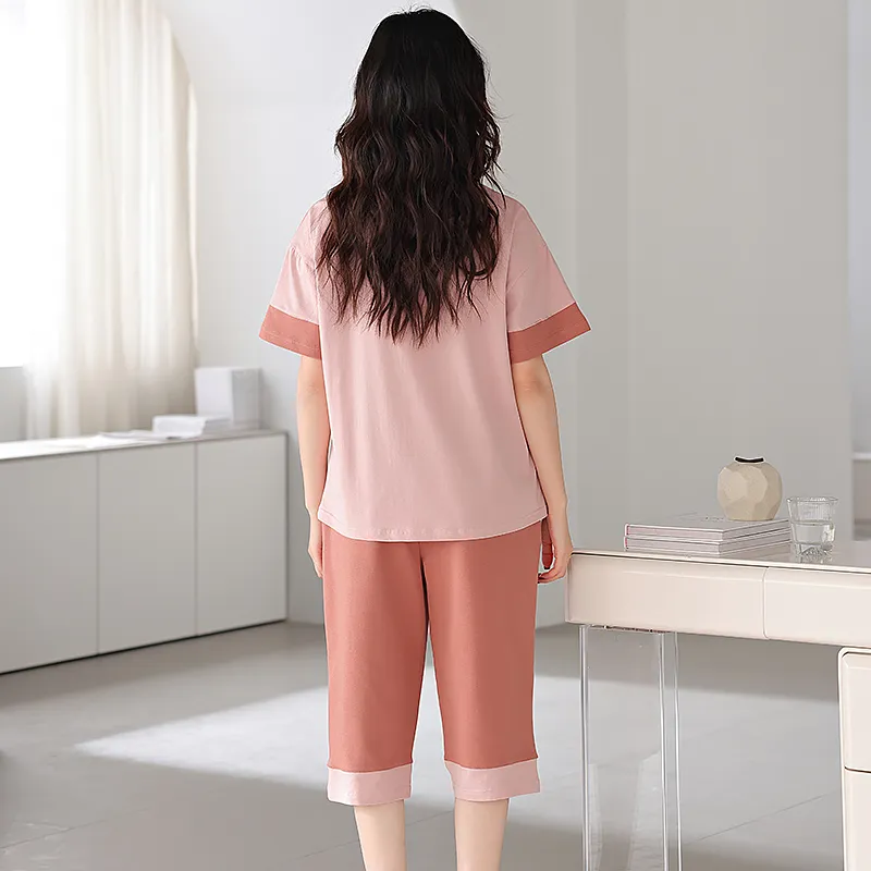 BONAS Pajama Set Women's Pink Heart-6