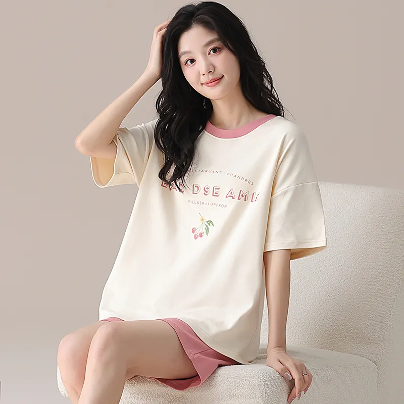 BONAS Pajama Set Women's Pink Cherry-1