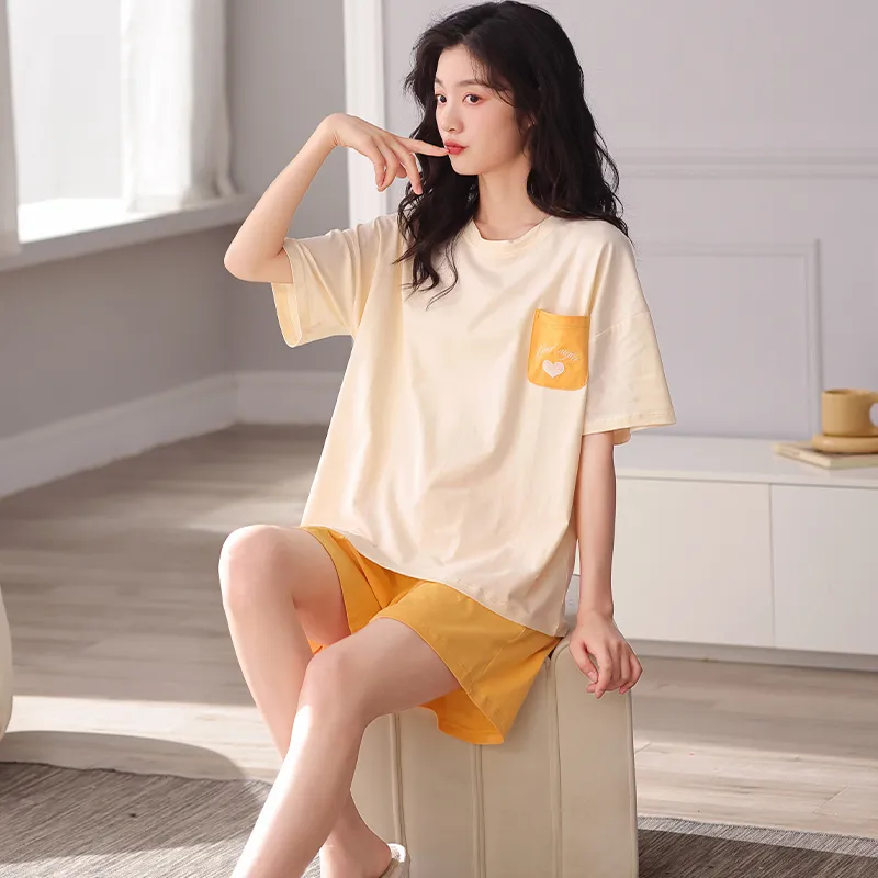 BONAS Pajama Set Women's Yellow Heart-1