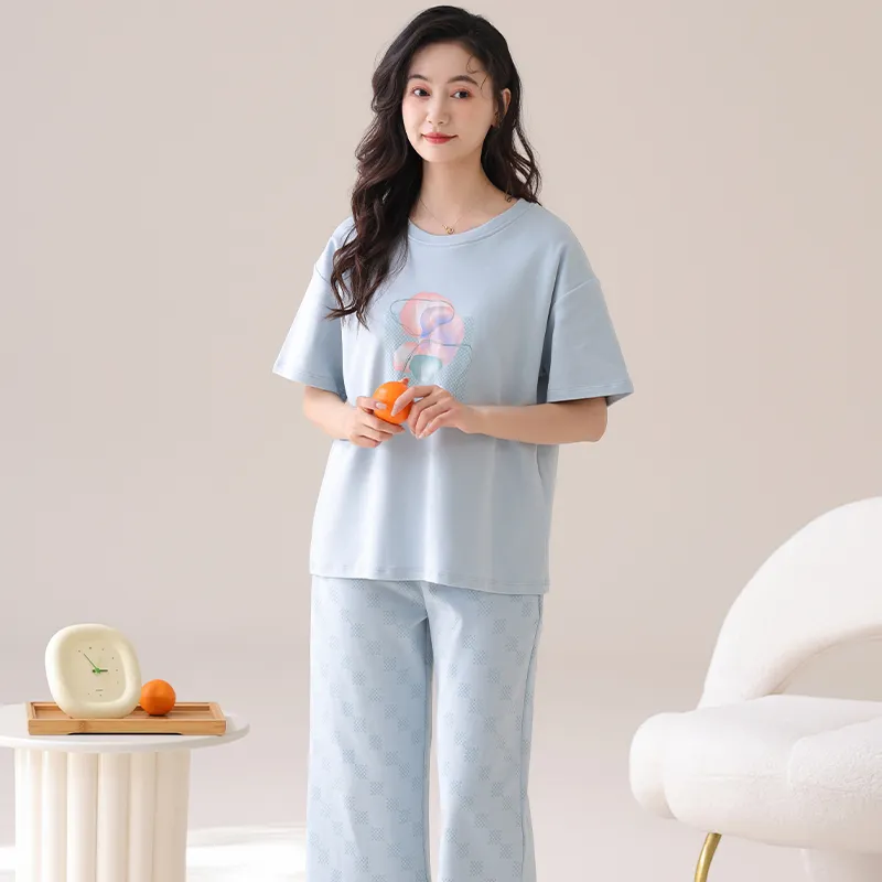 BONAS Pajama Set Women's Light Blue-5
