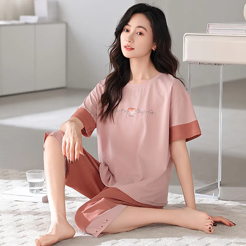 BONAS Pajama Set Women's Pink Heart-4
