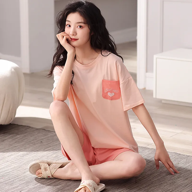 BONAS Pajama Set Women's Pink Heart-3