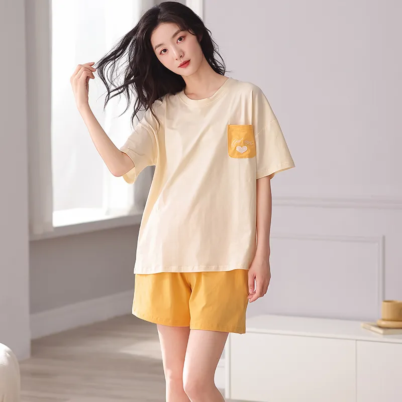 BONAS Pajama Set Women's Yellow Heart-6