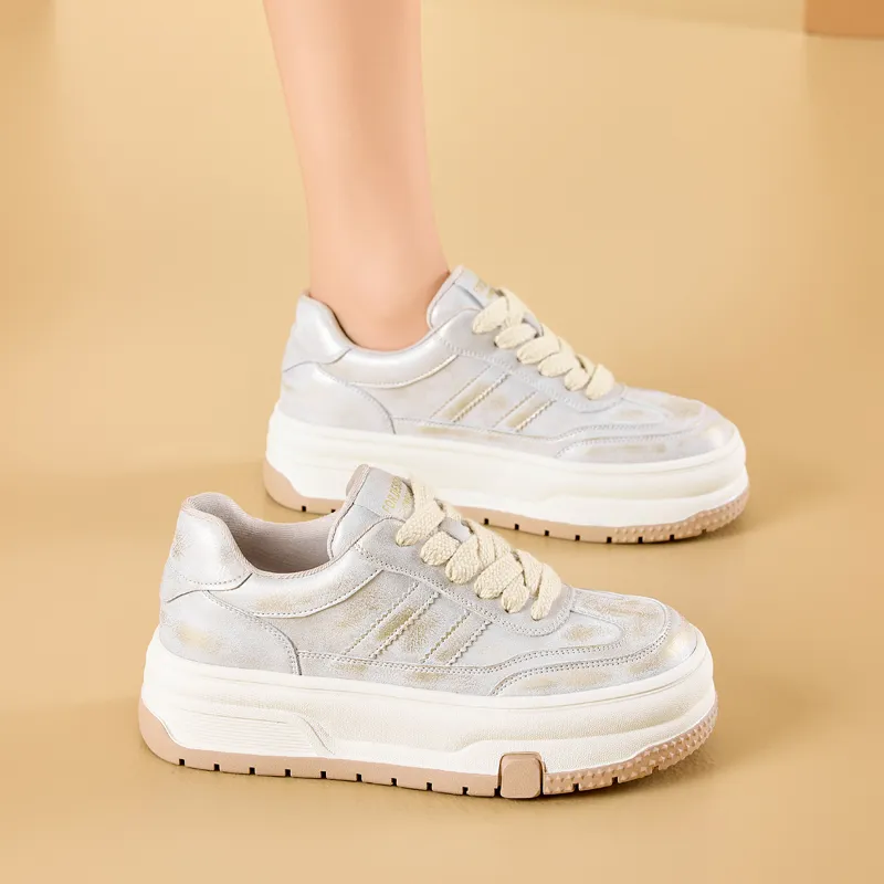 Bull Charm Wear Resistant Height Increasing Low Top Skateboard Shoes Women's-2