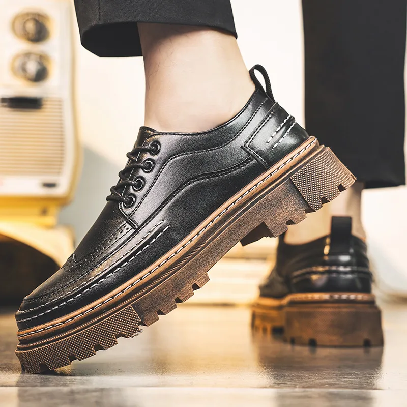 Bull charm Dress Shoes Men Low Top Black/Black Brown-8