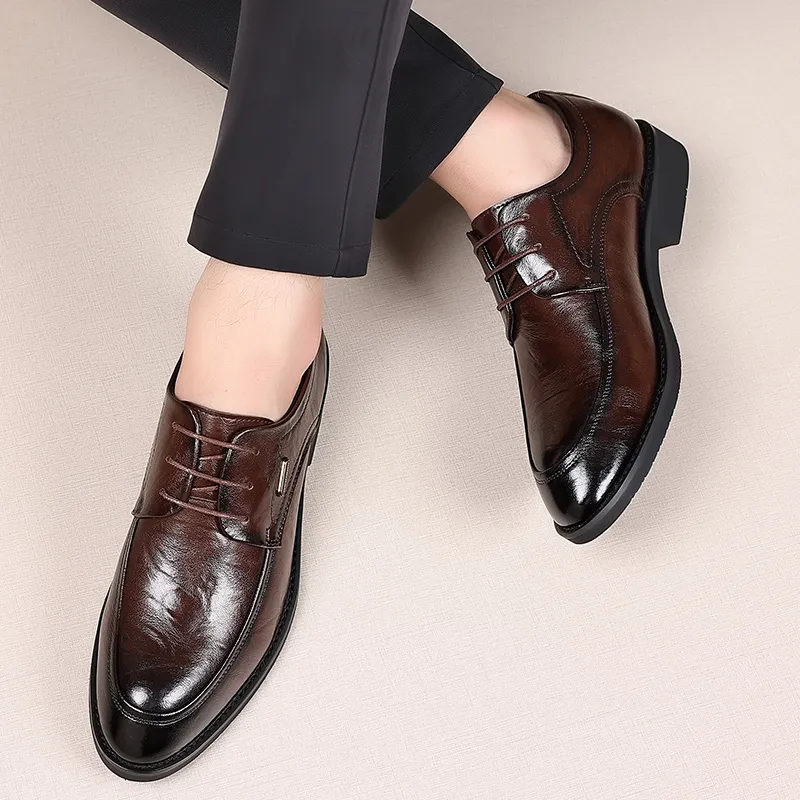 Bull charm Dress Shoes Men Low Top Black/Brown-6