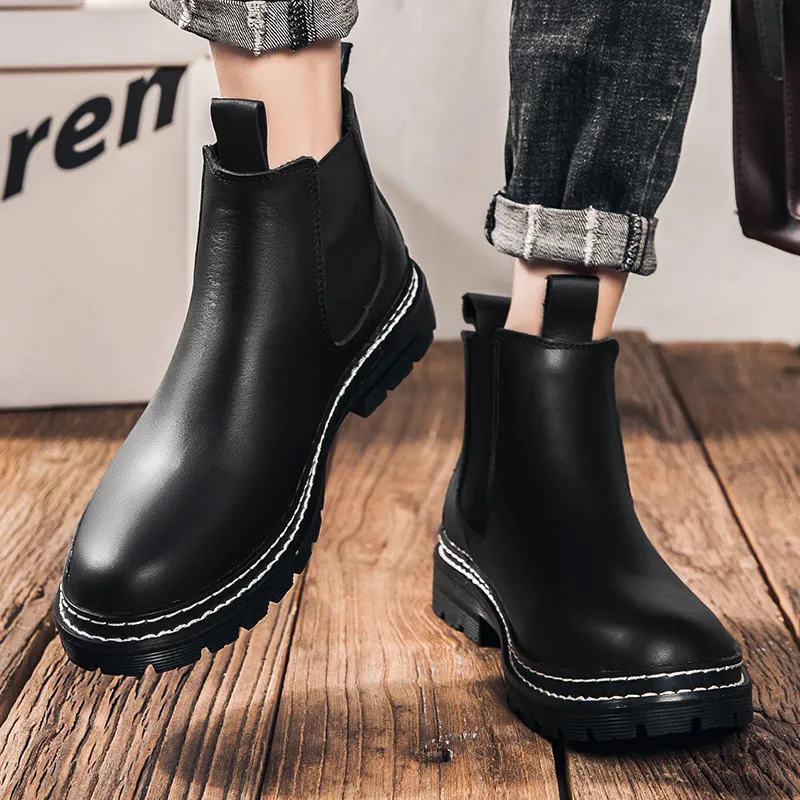 Bull Charm Short Chelsea Boots Men's Black-3