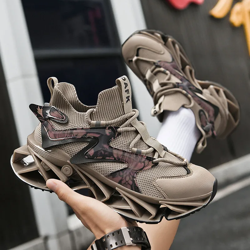 Bull Charm Height Increasing Anti Slip And Wear Resistant Mid Top Chunky Sneakers Men's-2
