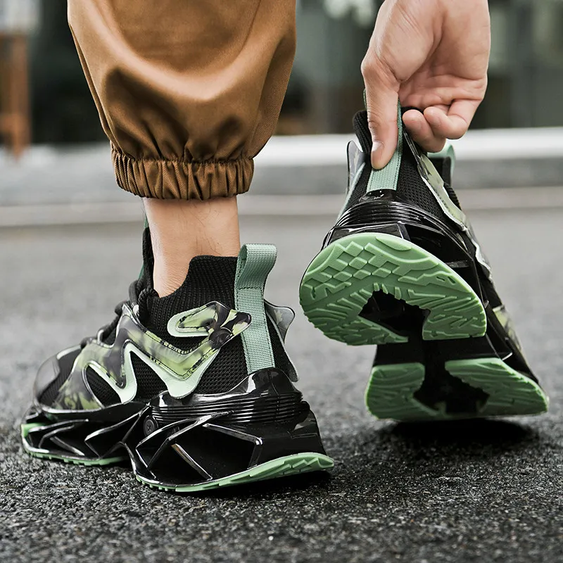 Bull Charm Height Increasing Anti Slip And Wear Resistant Mid Top Chunky Sneakers Men's-7