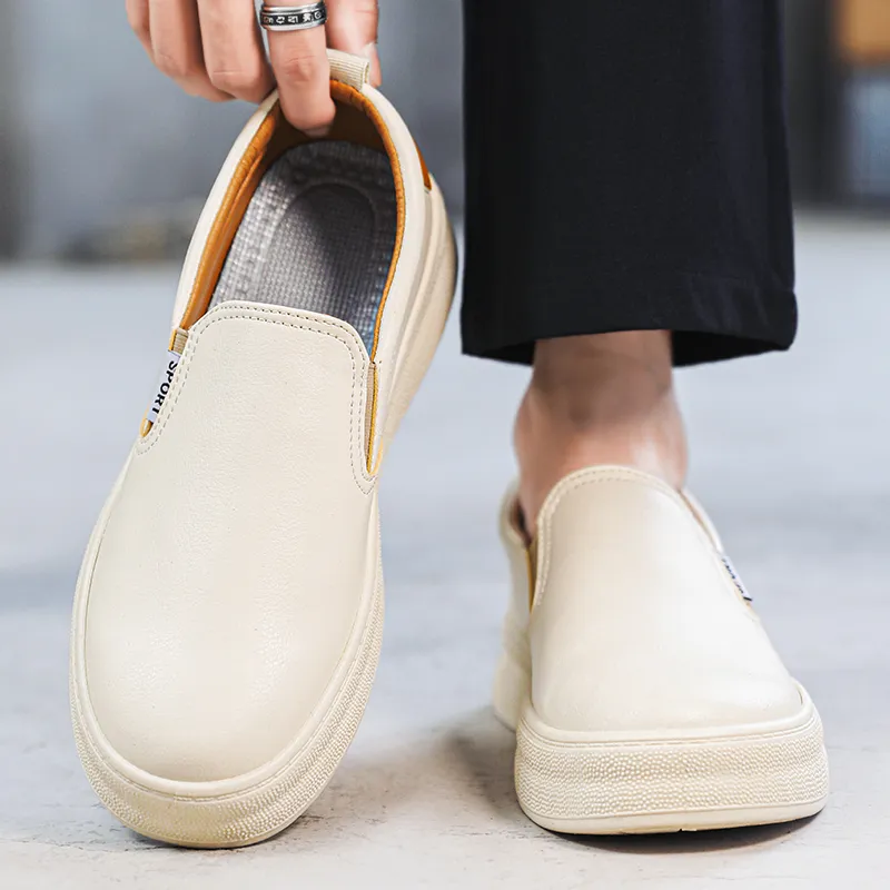 Bull charm Loafers Men Beige-4