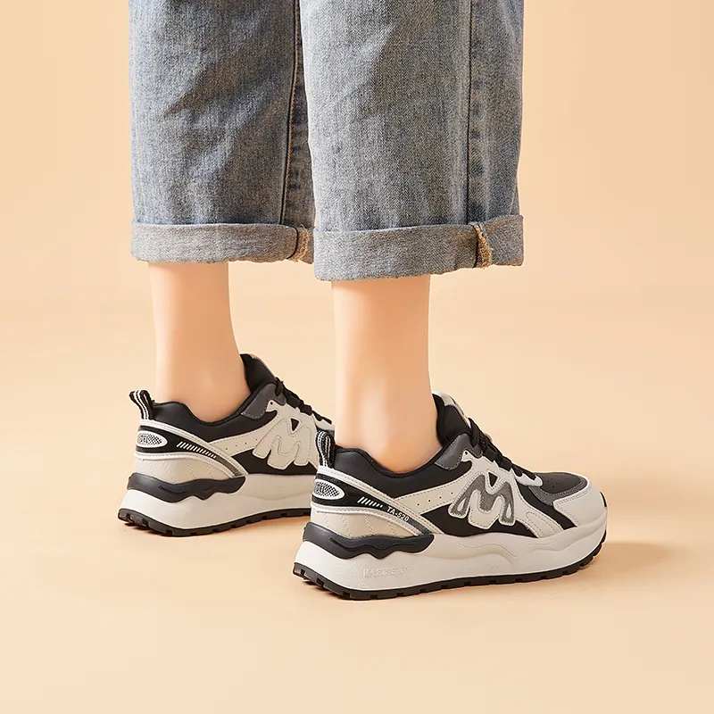 Bull Charm Abrasion Resistant Slip Resistant Low Top Chunky Sneakers Women's-5