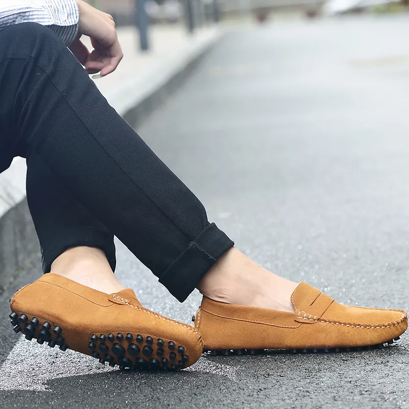 Bull charm Gommino Loafers Men Blue/Light Brown/Burgundy/Black/Gray-5