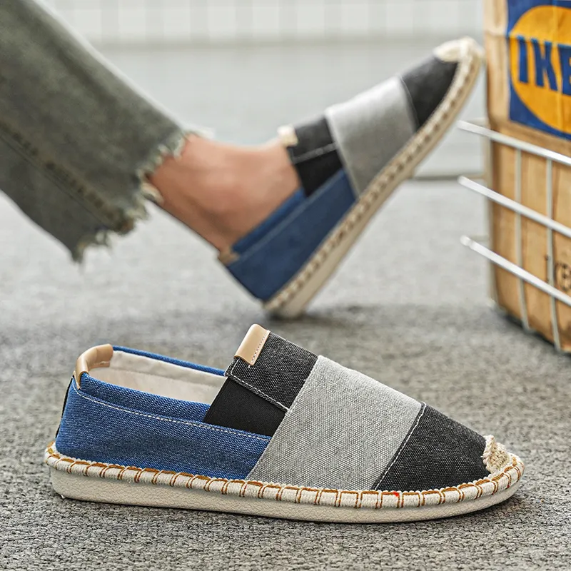 Bull charm Espadrilles Men Black Gray/Blue Red-2