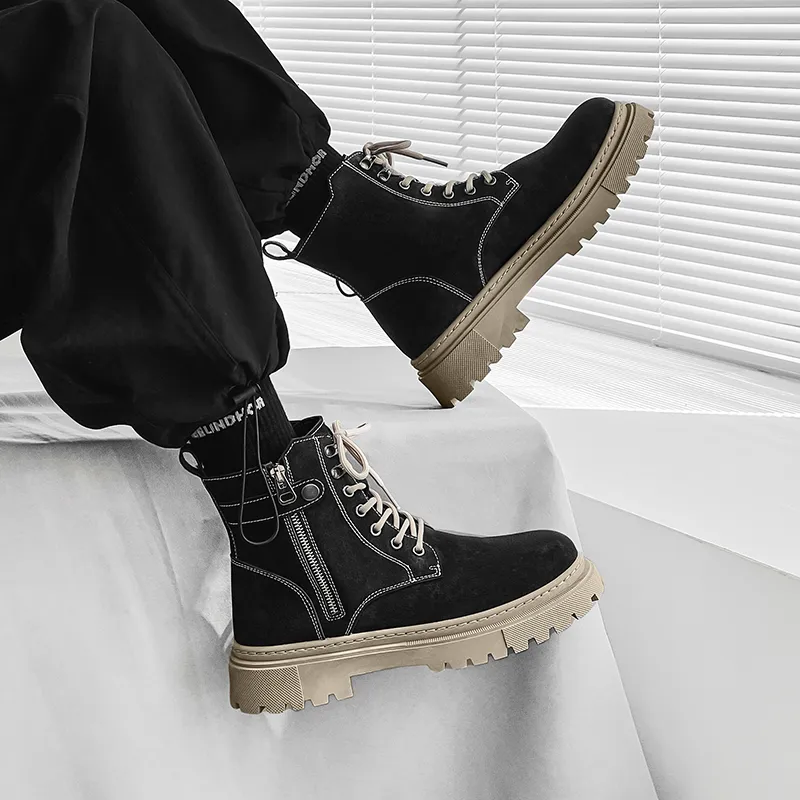 Bull charm Martin Boots Unisex Black/Gray/Khaki-4