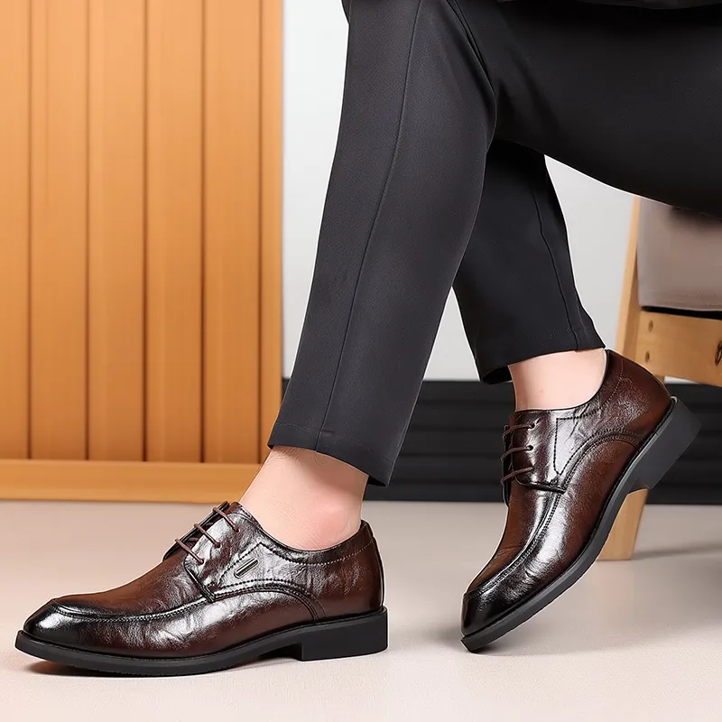 Bull charm Dress Shoes Men Low Top Black/Brown-8