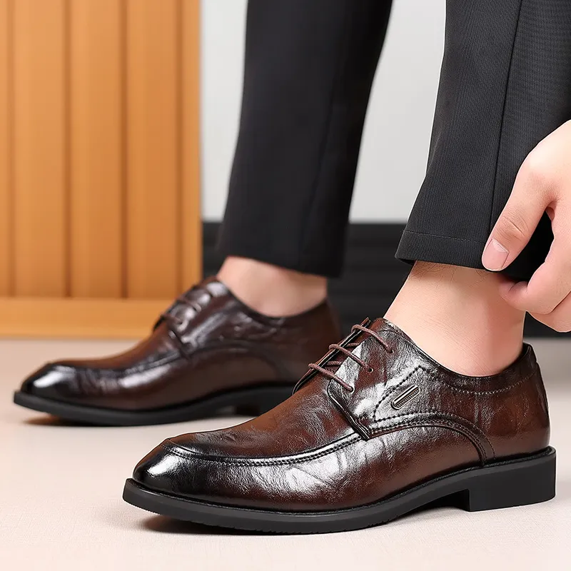 Bull charm Dress Shoes Men Low Top Black/Brown-9
