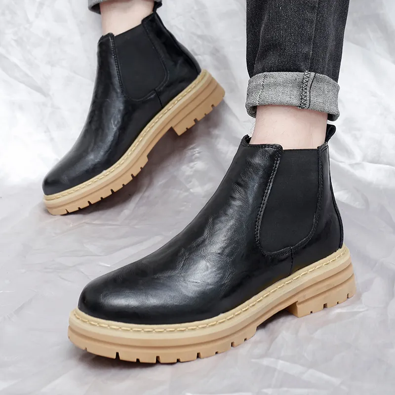 Bull charm Chelsea Boots Men Brown/Gray/Black/Brown With Cotton/Gray With Cotton/Black Padded-17