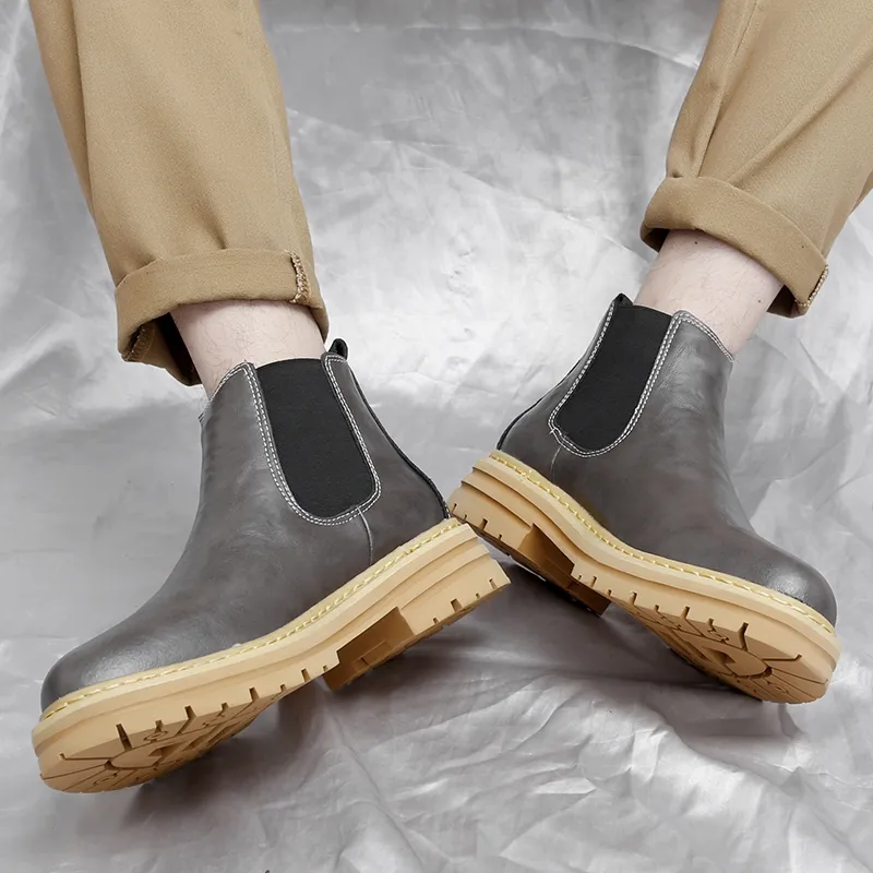 Bull charm Chelsea Boots Men Brown/Gray/Black/Brown With Cotton/Gray With Cotton/Black Padded-11