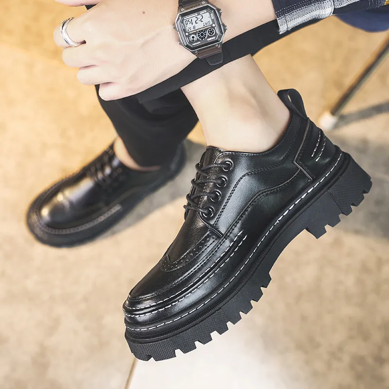 Bull charm Dress Shoes Men Low Top Black/Black Brown-5
