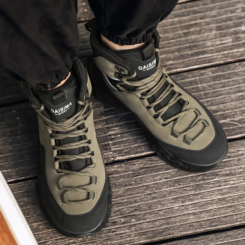 Bull charm Casual Shoes Men High Top Black Green/Black Yellow/Beige-2